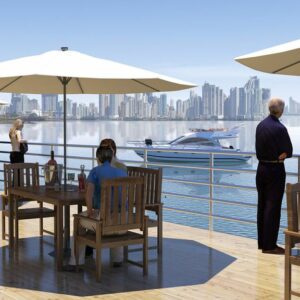 Fuerte Amador Marina, luxury yacht services, Amador Causeway, Panama marina, floating docks, yacht rentals, colonial marina, tourist destination, mega yacht facilities, Panama boating, certified marina security, Flamenco Island, commercial center marina, marine services, Andrés López Piñeiro