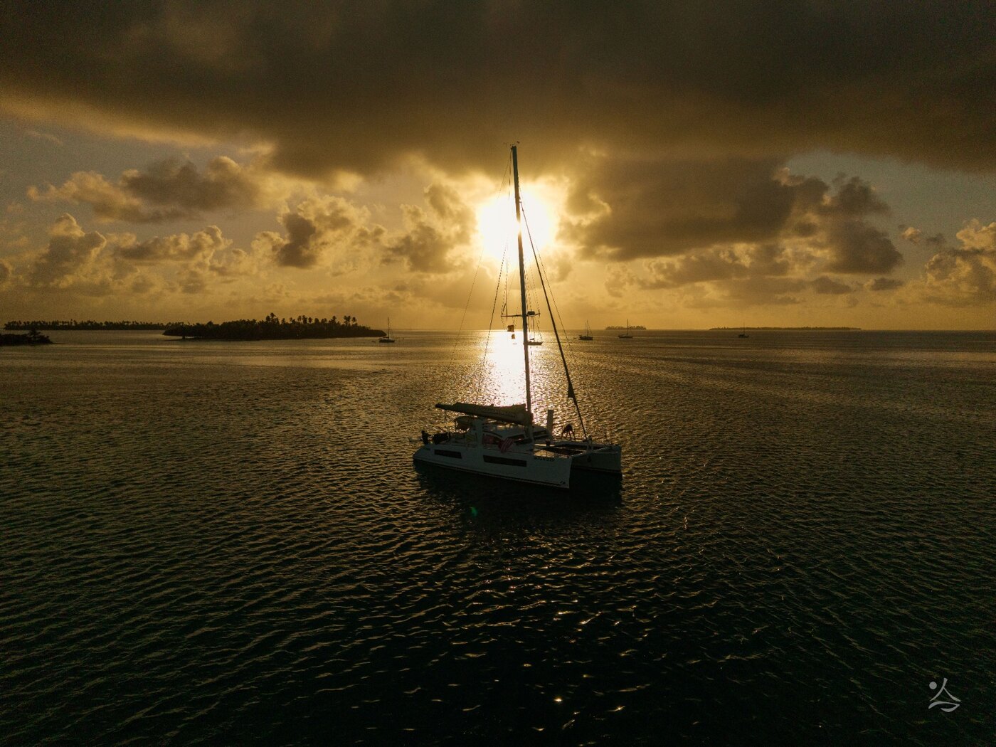Ikigai at anchor at golden hour